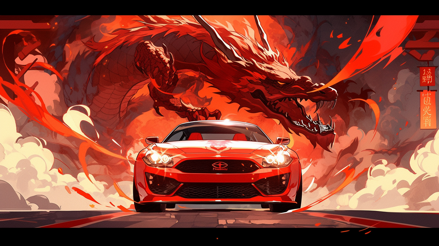 Illustration，poster，Year of the Dragon，automobile，ai，
