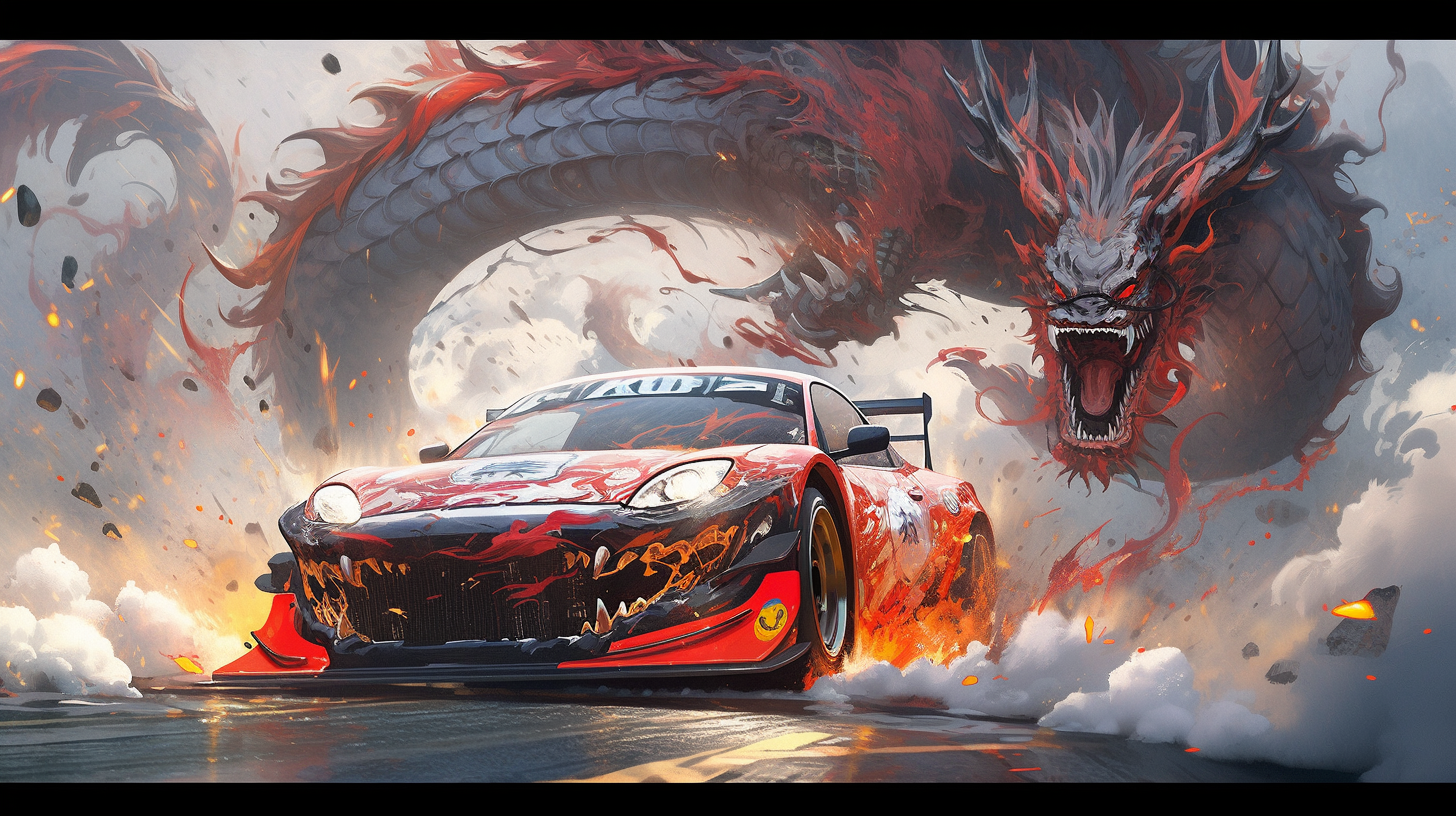 Illustration，poster，Year of the Dragon，automobile，ai，