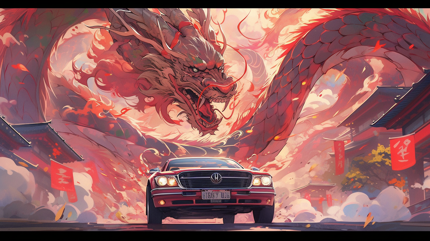 Illustration，poster，Year of the Dragon，automobile，ai，