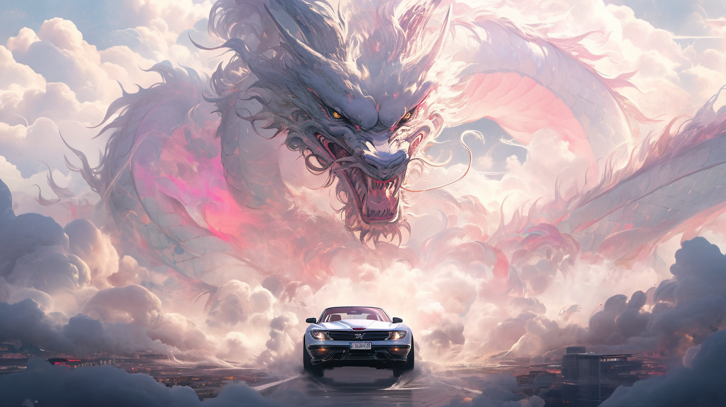 Illustration，poster，Year of the Dragon，automobile，ai，