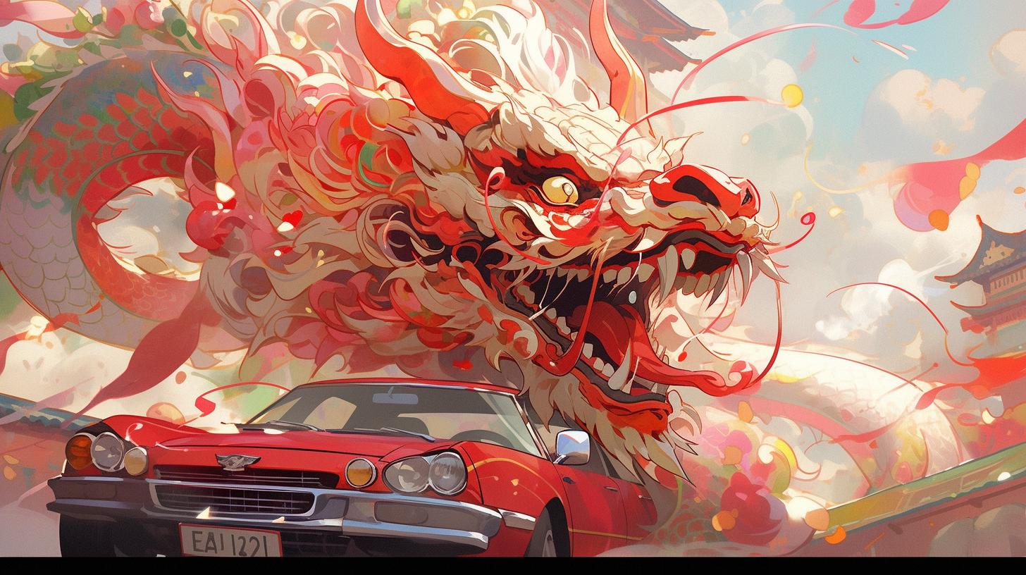 Illustration，poster，Year of the Dragon，automobile，ai，