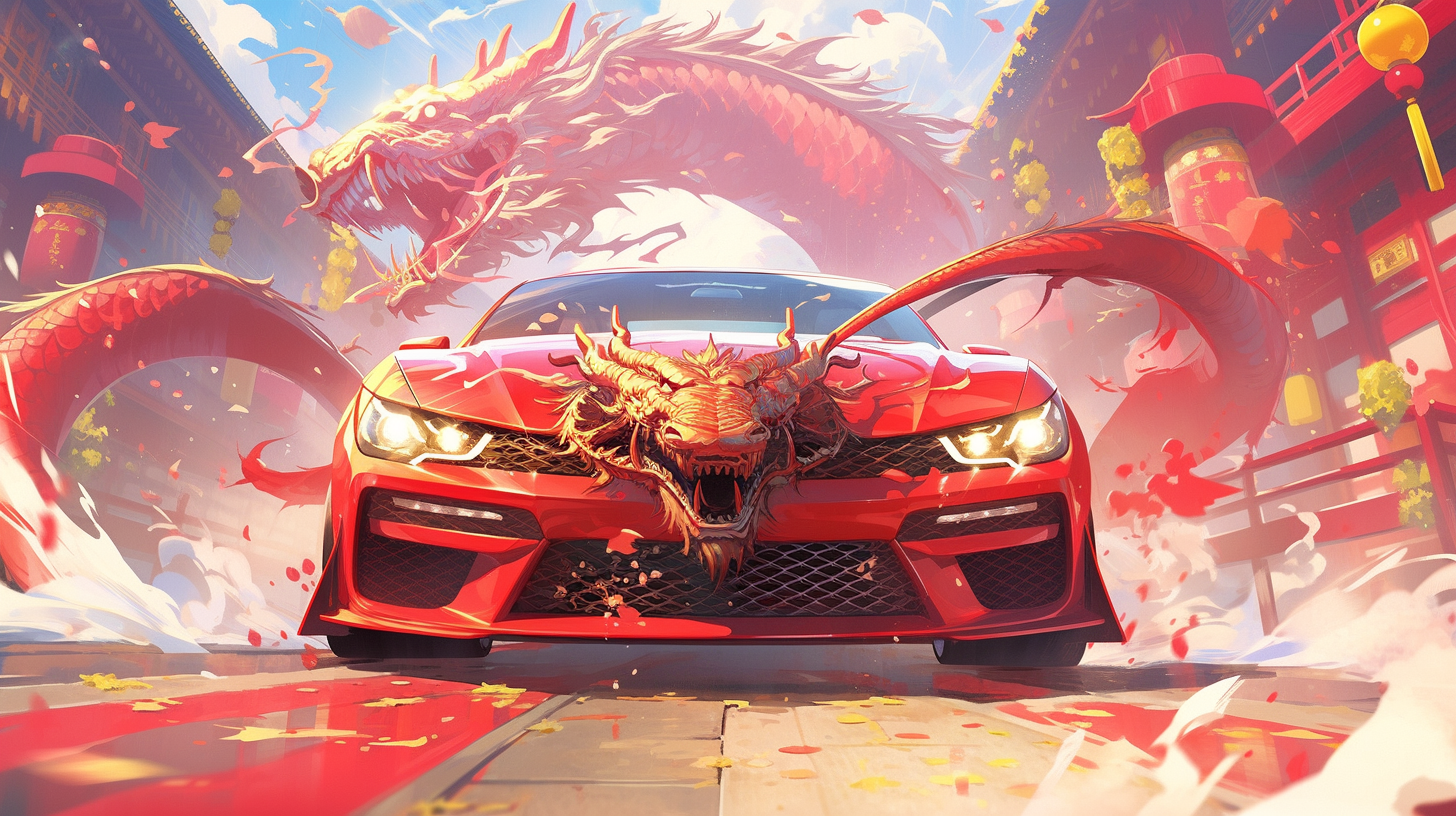 Illustration，poster，Year of the Dragon，automobile，ai，