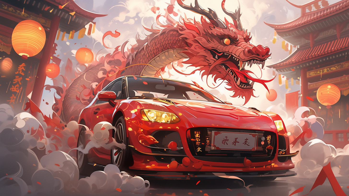 Illustration，poster，Year of the Dragon，automobile，ai，