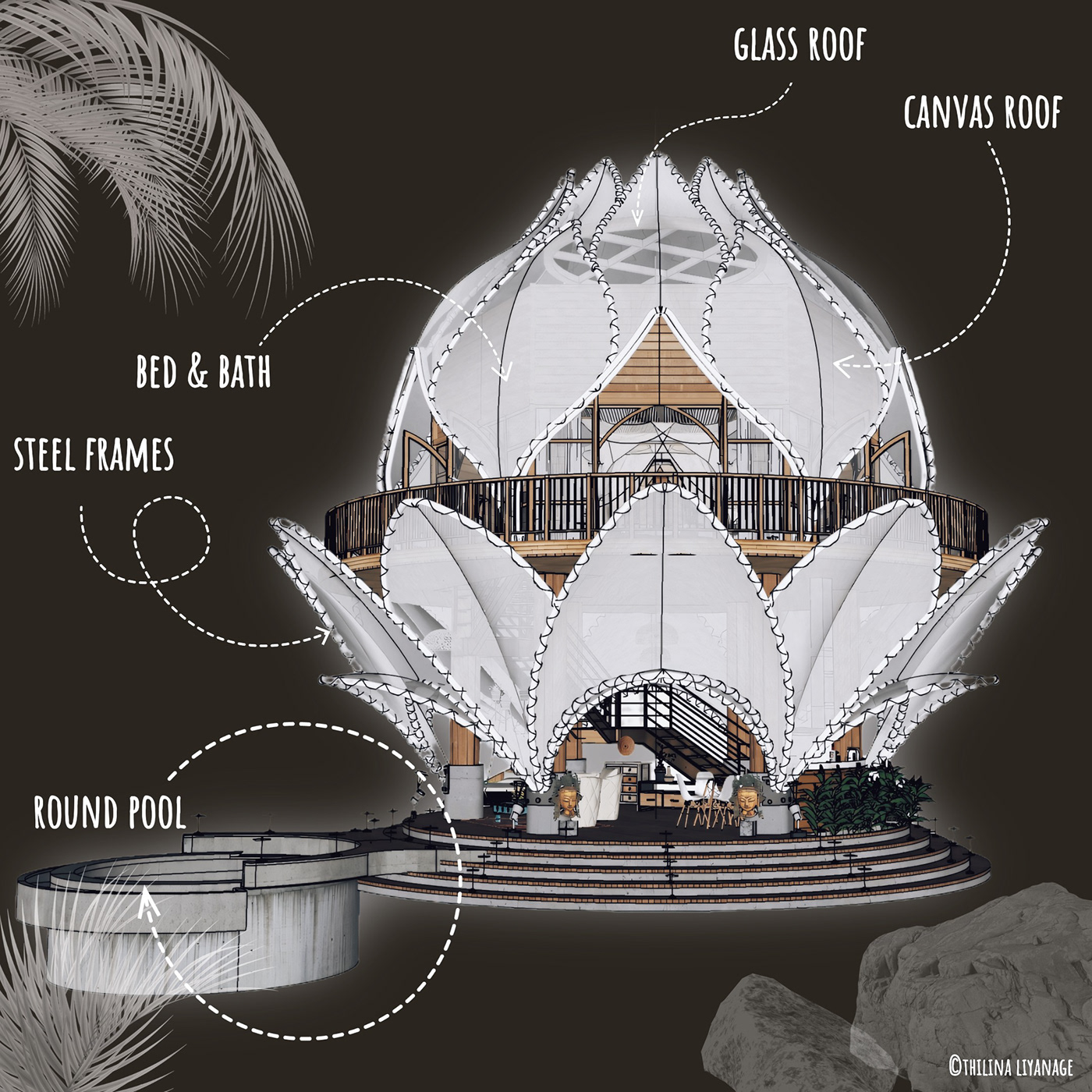 Lotus Villa，Architecture，environmental design，Interior design，