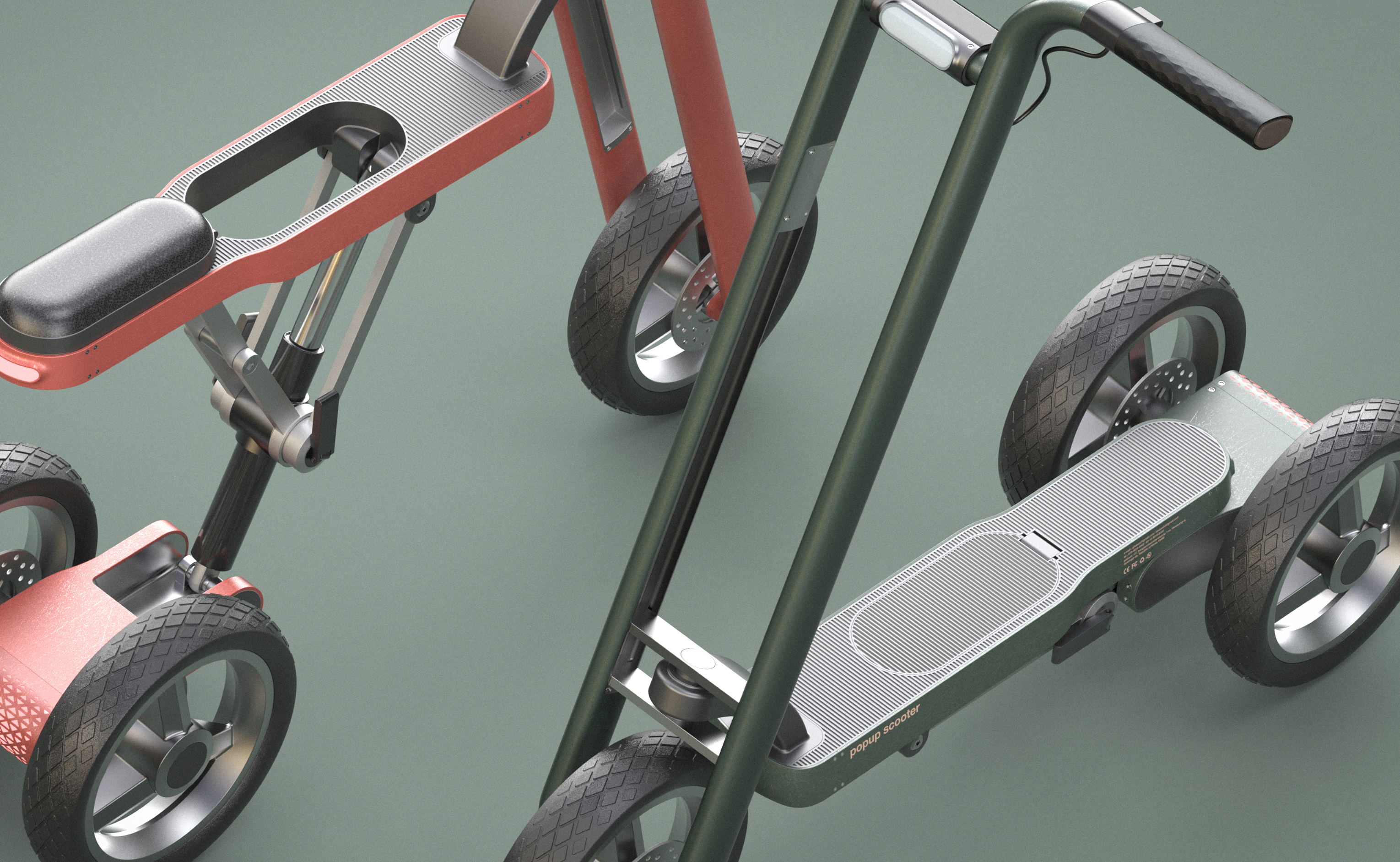 Scooter，industrial design，Scooter，Bicycle，3d，