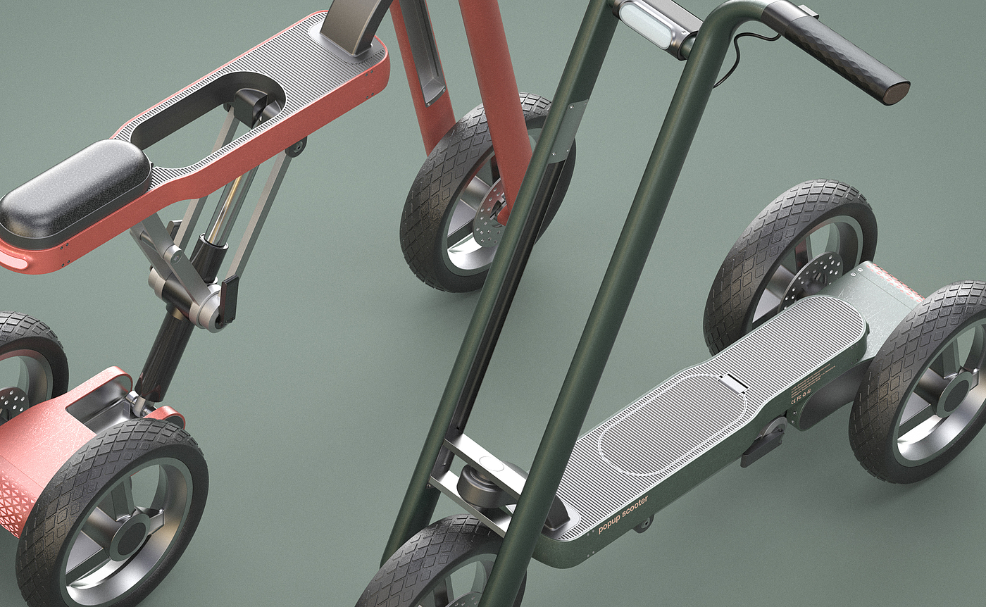 Scooter，industrial design，Scooter，Bicycle，3d，