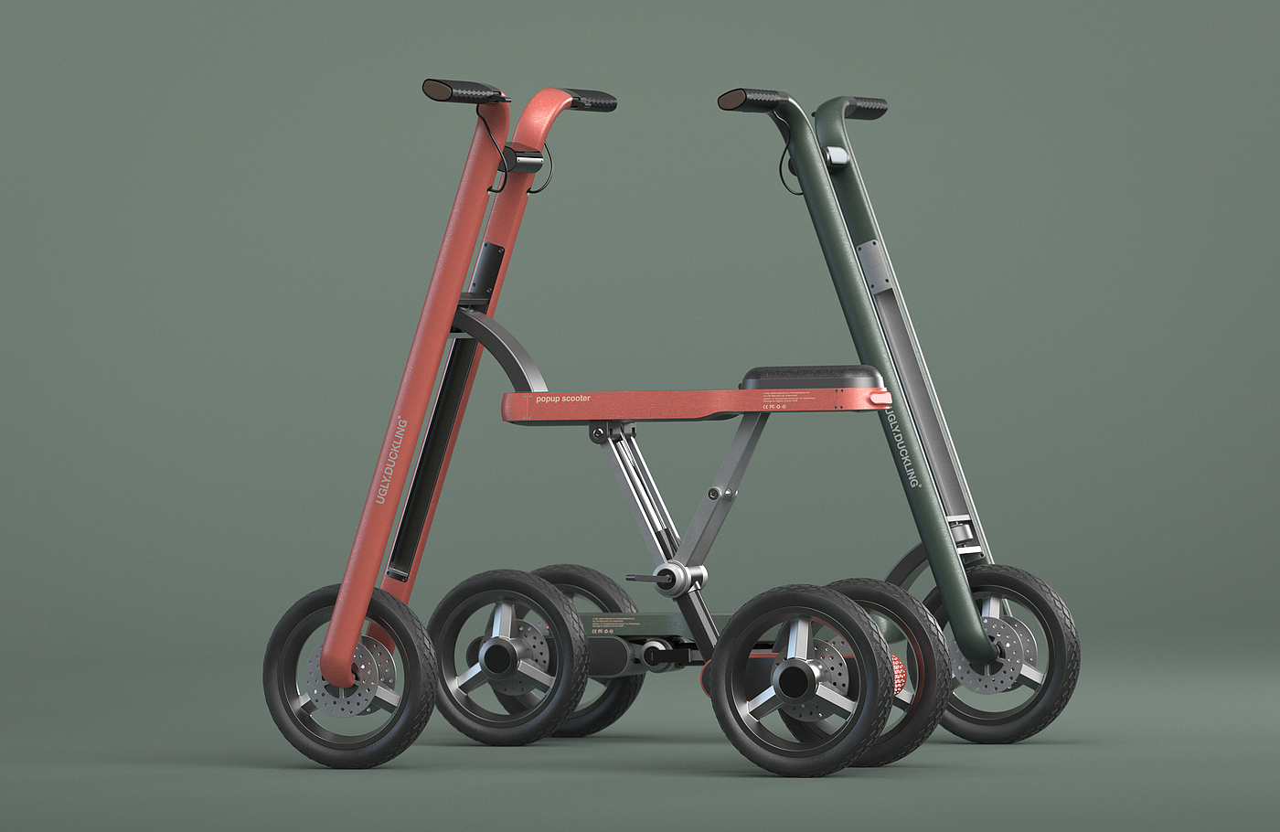 Scooter，industrial design，Scooter，Bicycle，3d，
