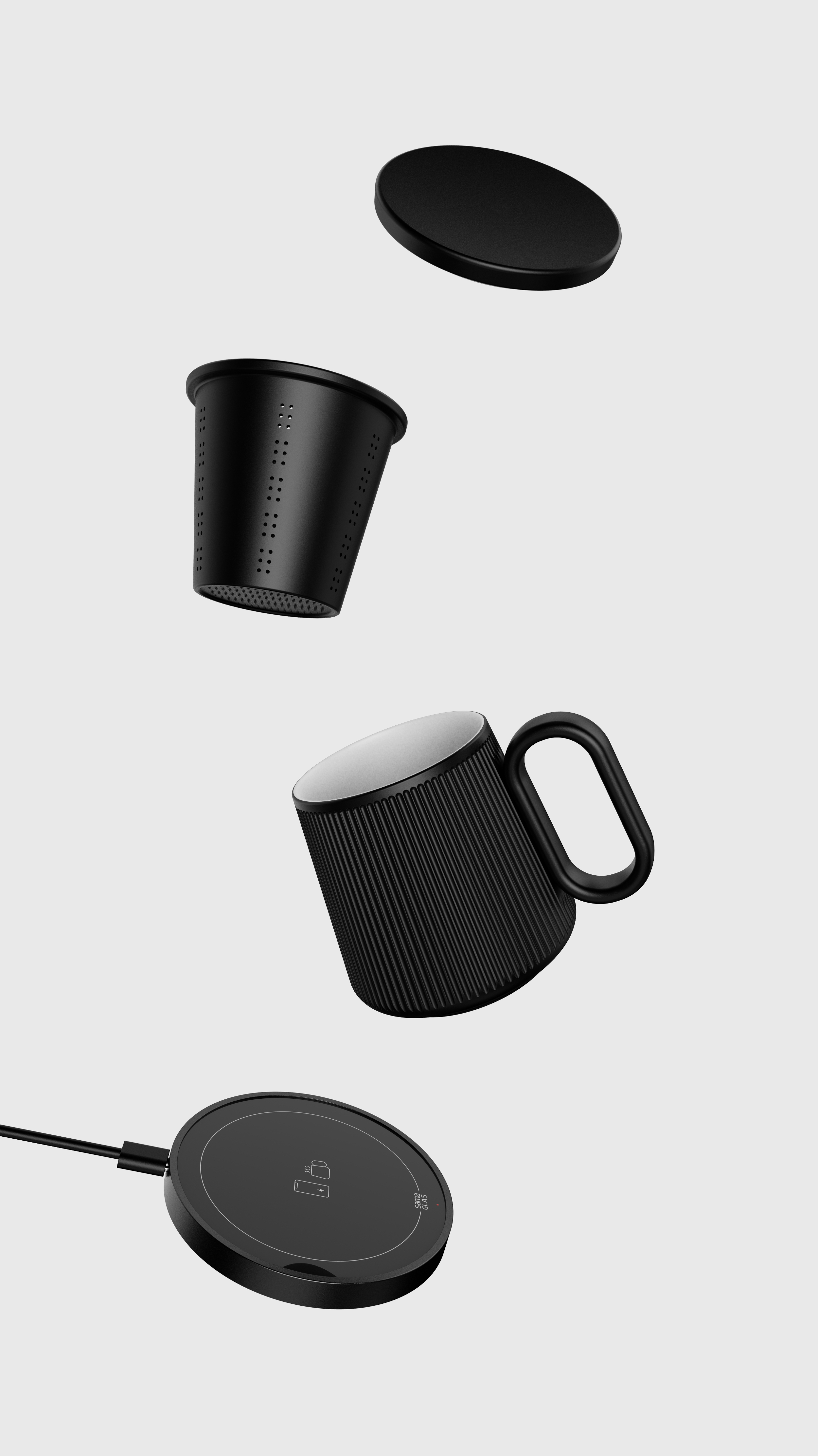 Original works，articles for daily use，electronic product，Appearance design，vacuum cup，Thermostatic cup，Wireless charging，Insulation base，