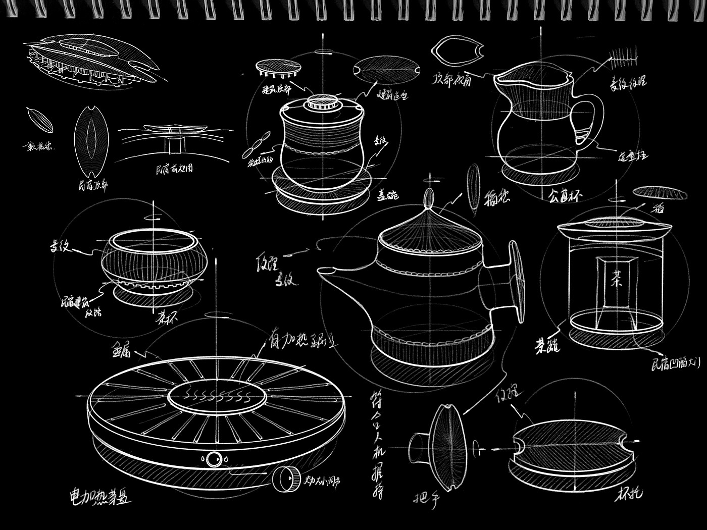 product design，Product sketch scheme，industrial design，Tea Set Sketch，Tea set design，Cultural and creative design，Creative design，