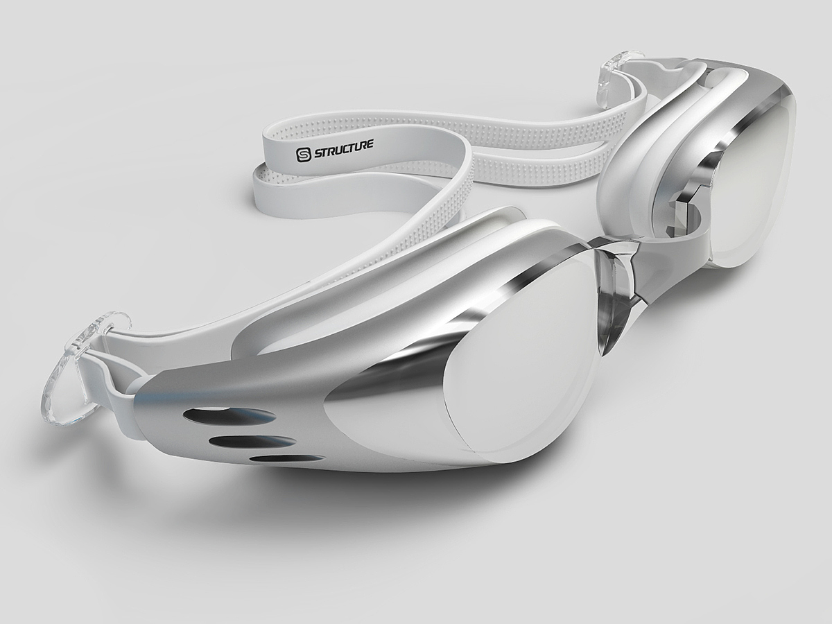 Swimming glasses，3D modeling，product design，white，