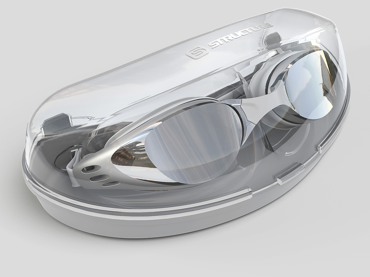 Swimming glasses，3D modeling，product design，white，