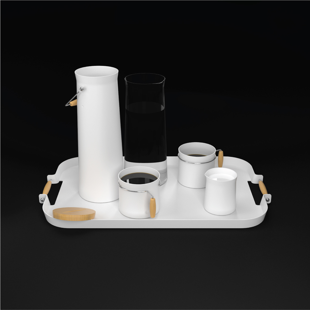 Boyer，coffee service，white，ceramics，
