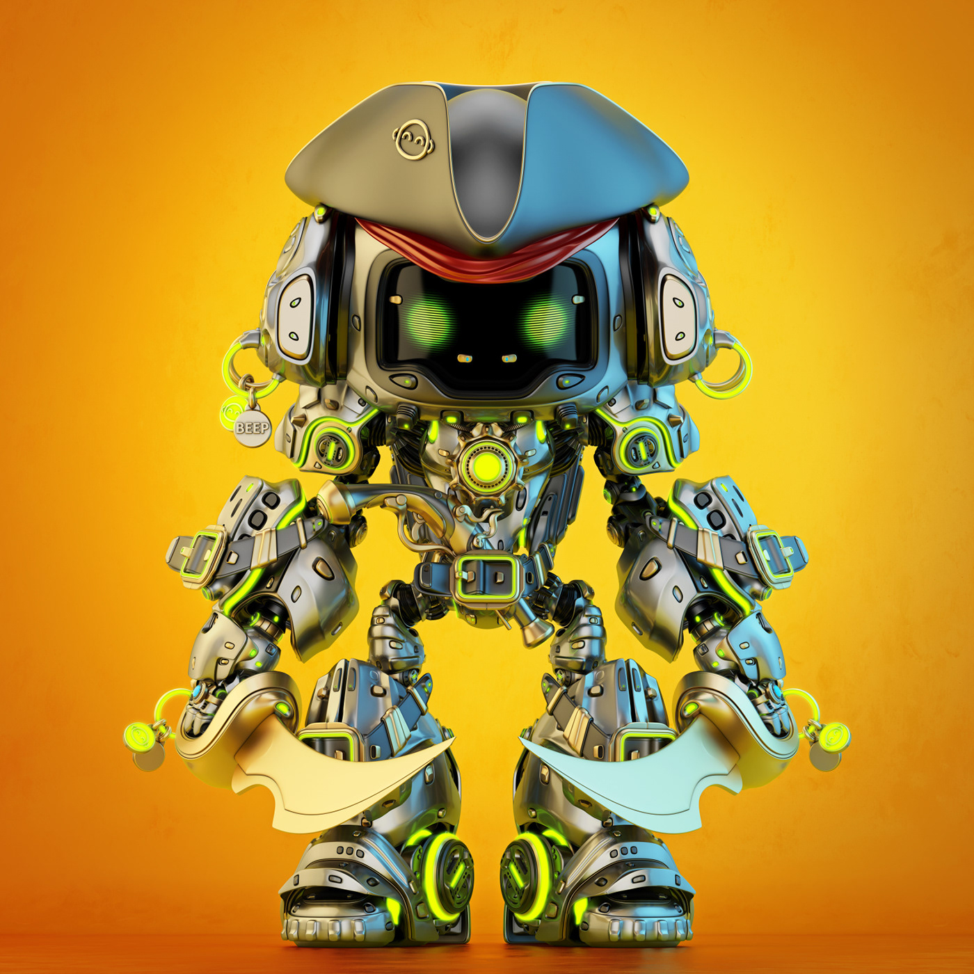Pirate bot，Character design，illustration，graphic design ，