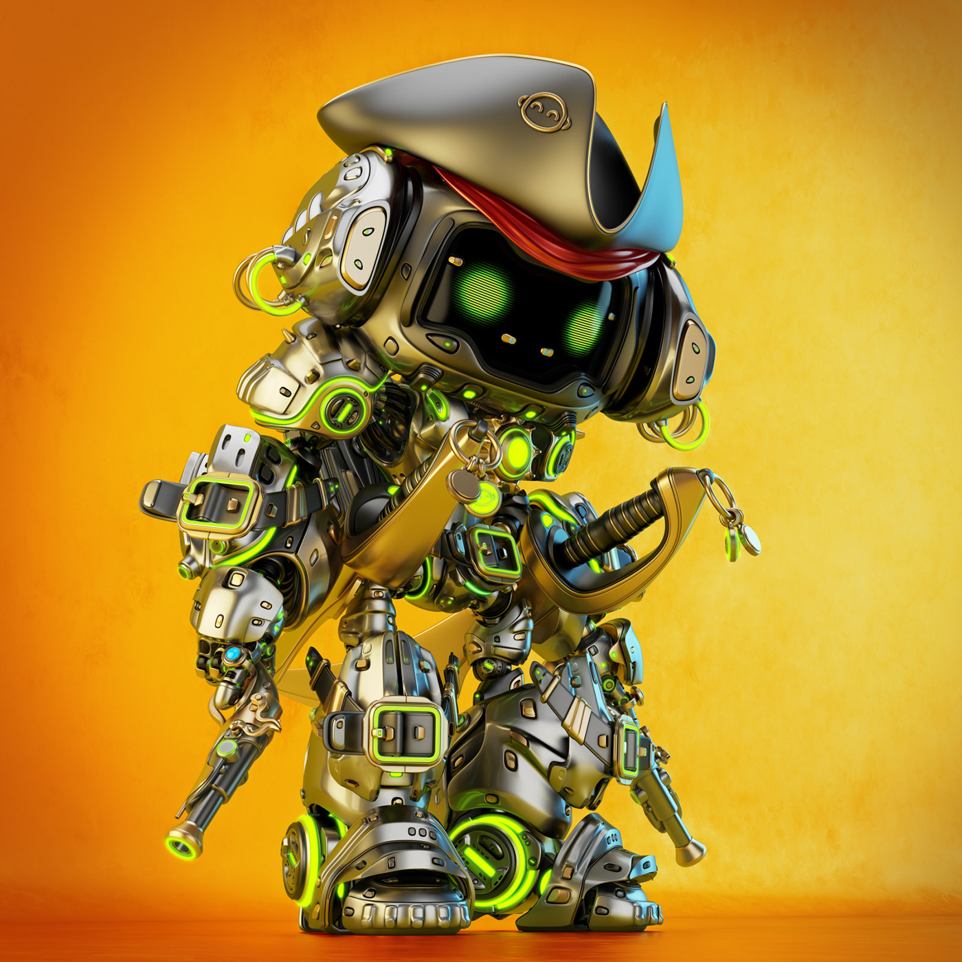Pirate bot，Character design，illustration，graphic design ，