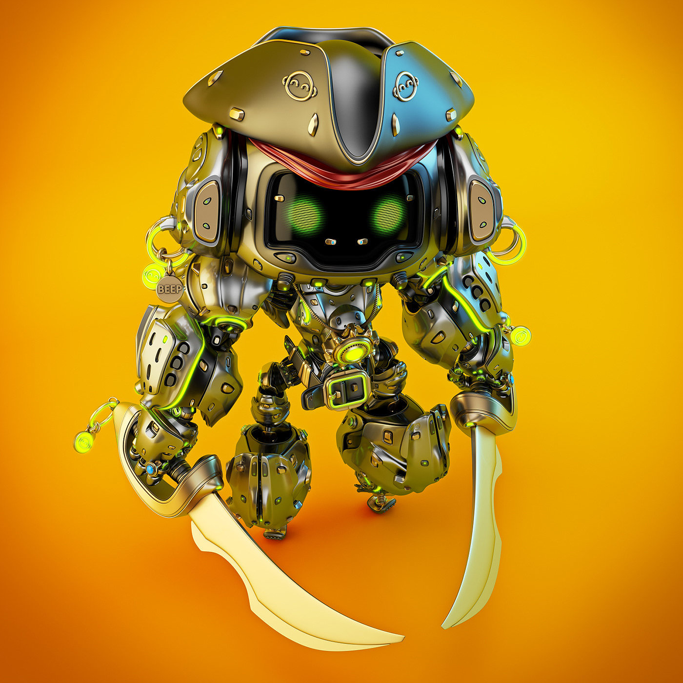 Pirate bot，Character design，illustration，graphic design ，