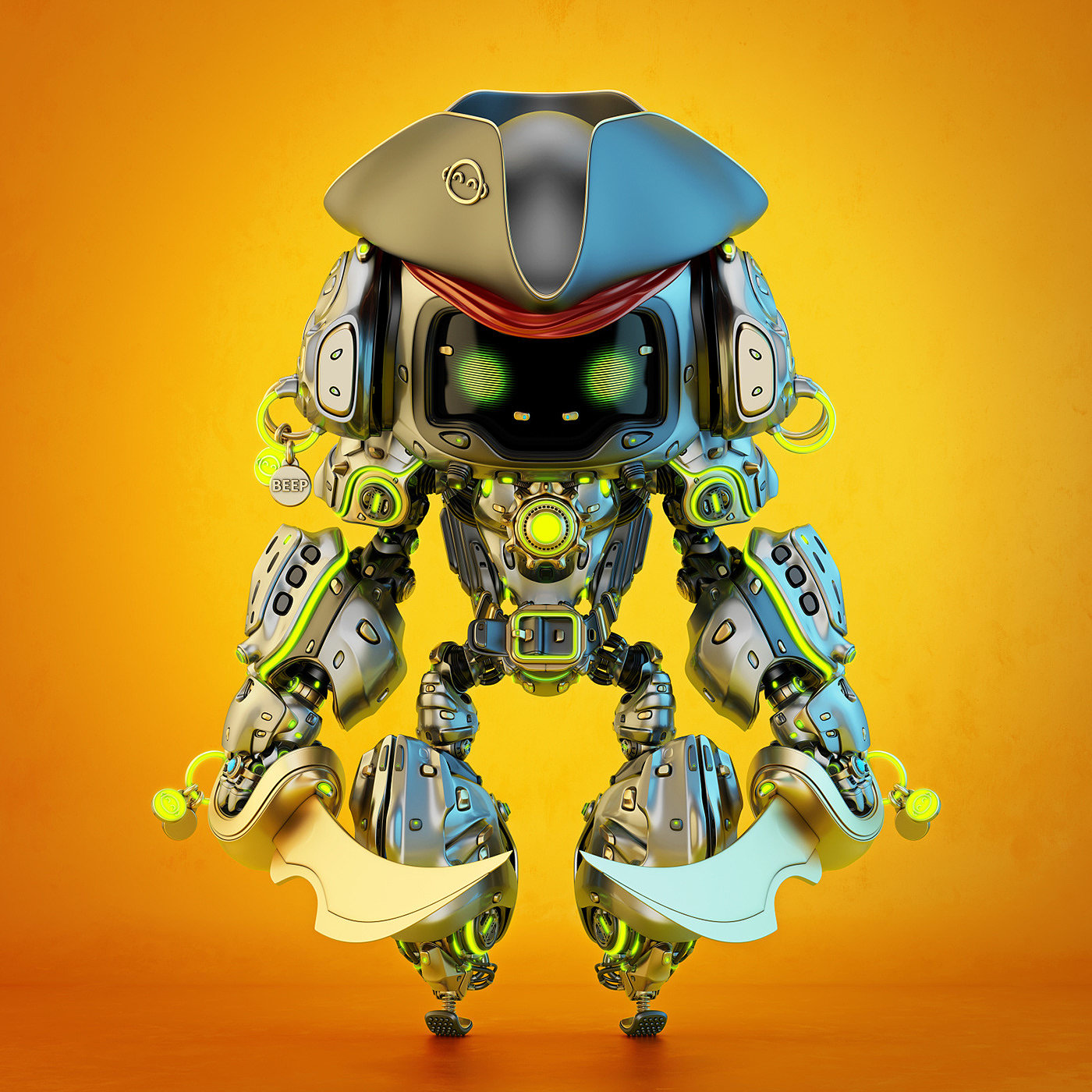Pirate bot，Character design，illustration，graphic design ，