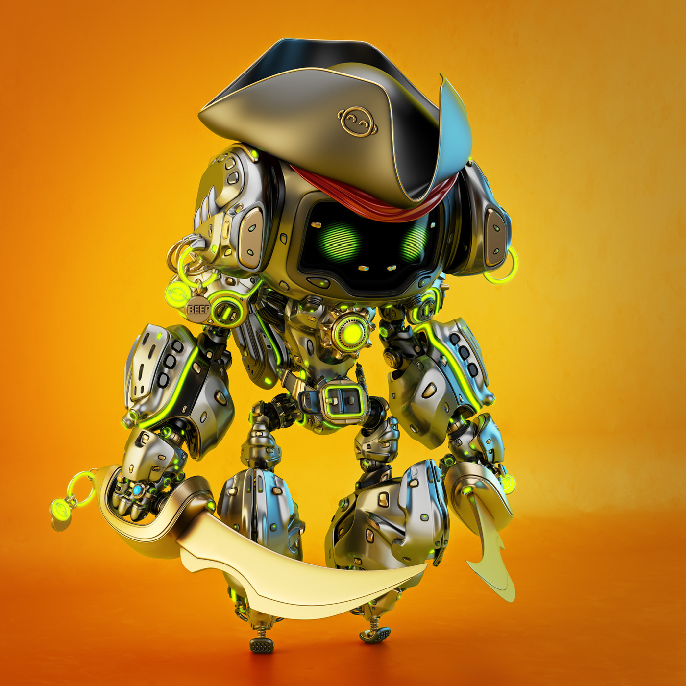 Pirate bot，Character design，illustration，graphic design ，