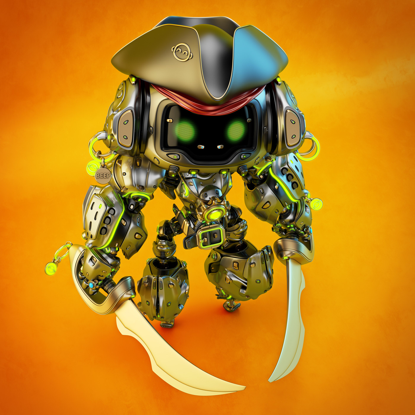 Pirate bot，Character design，illustration，graphic design ，