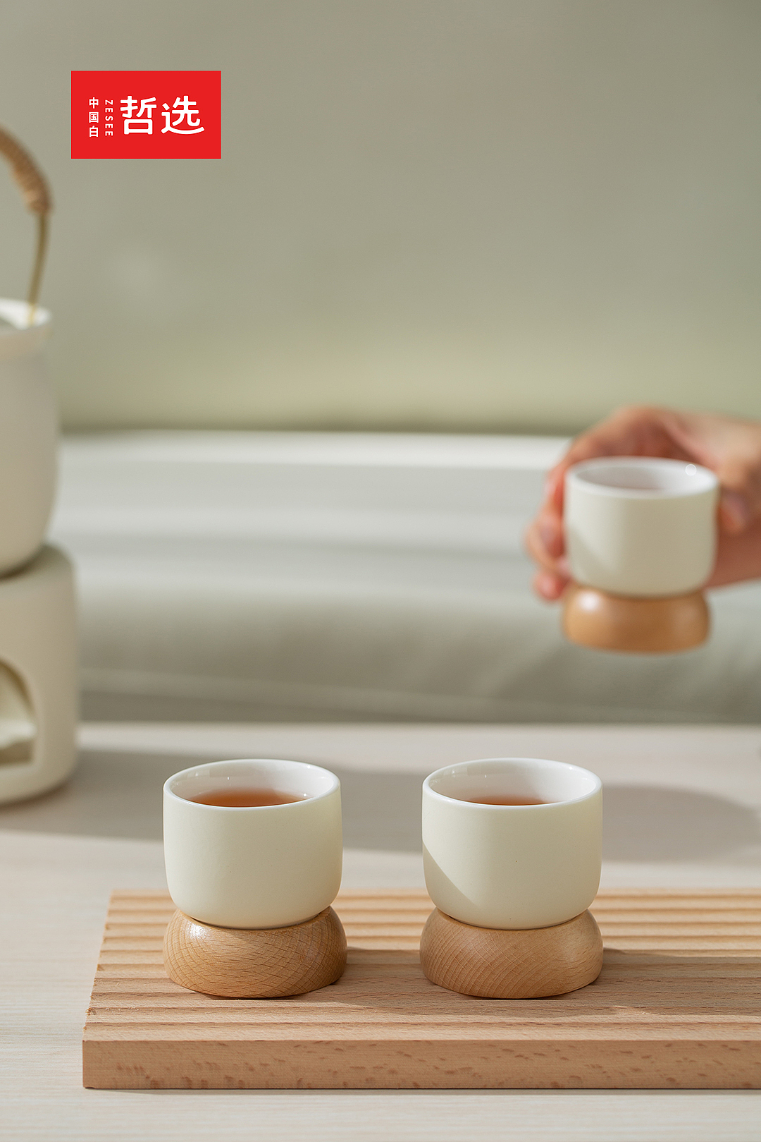 Boiling tea in a furnace，warm tea，ceramics，tea set，Dehua，Kung Fu Tea，cream yellow，