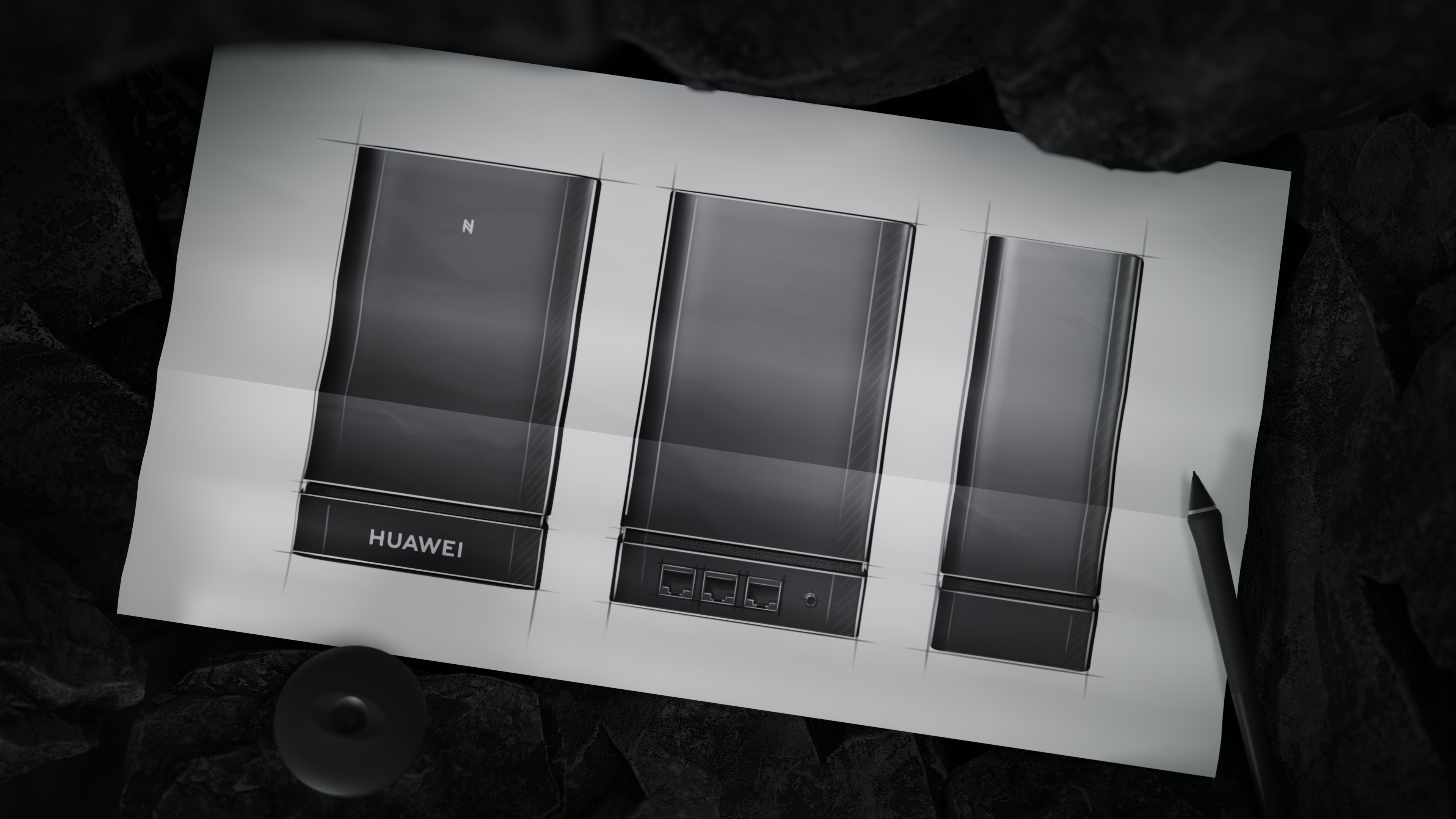 product design，Huawei，Minimalist，Intelligent Gateway ，Product packaging，Product Poster，
