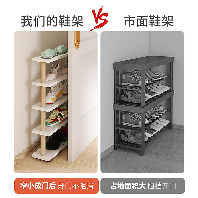 Ultra-narrow Shoe Rack Door Household Ultra-narrow Ultra-thin Simple Ultra-thin Entry Mini，