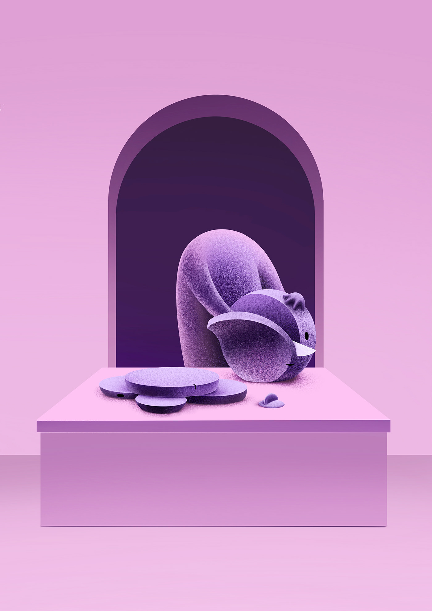 Purple Head，illustration，surrealistic，