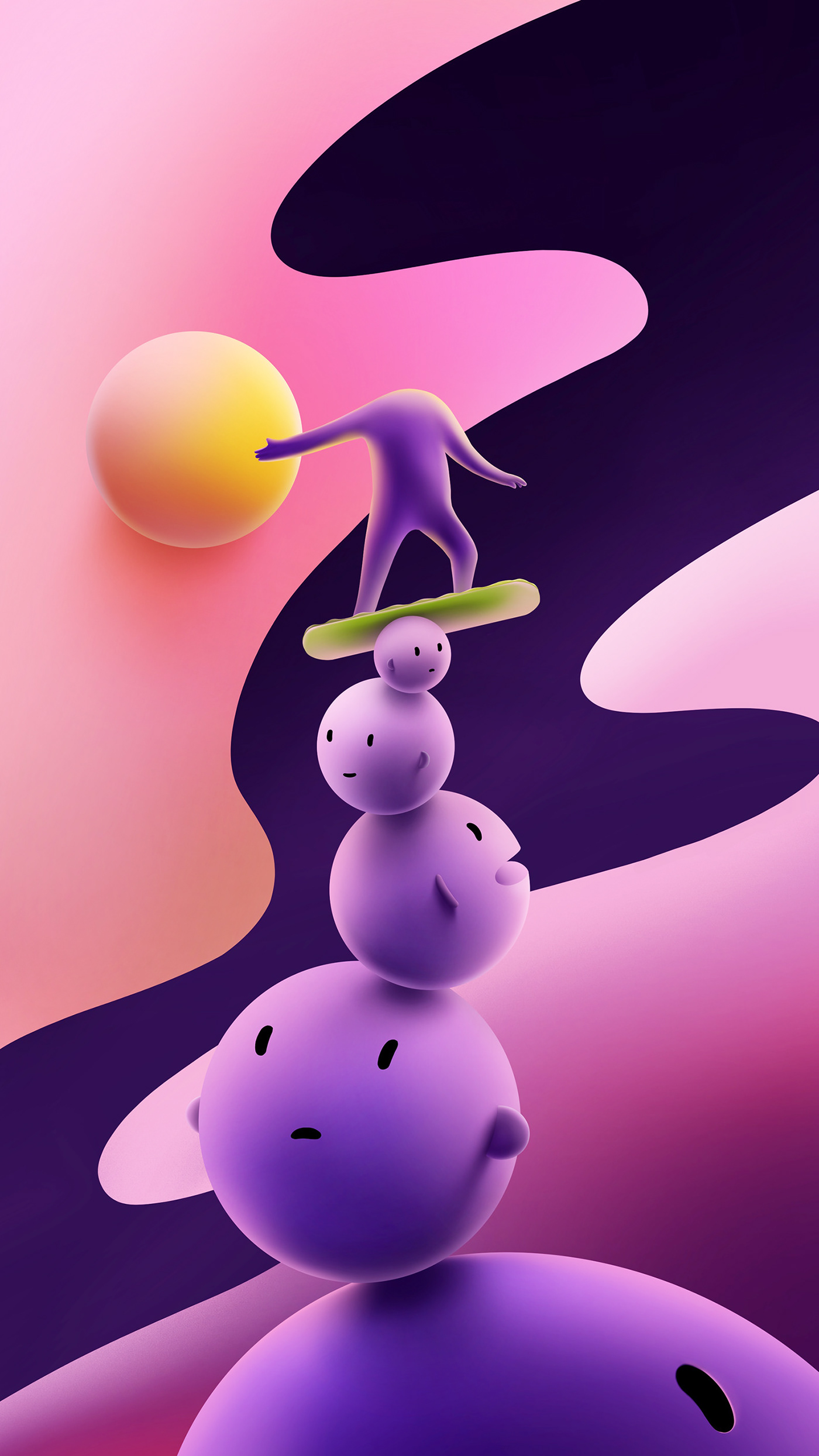 Purple Head，illustration，surrealistic，