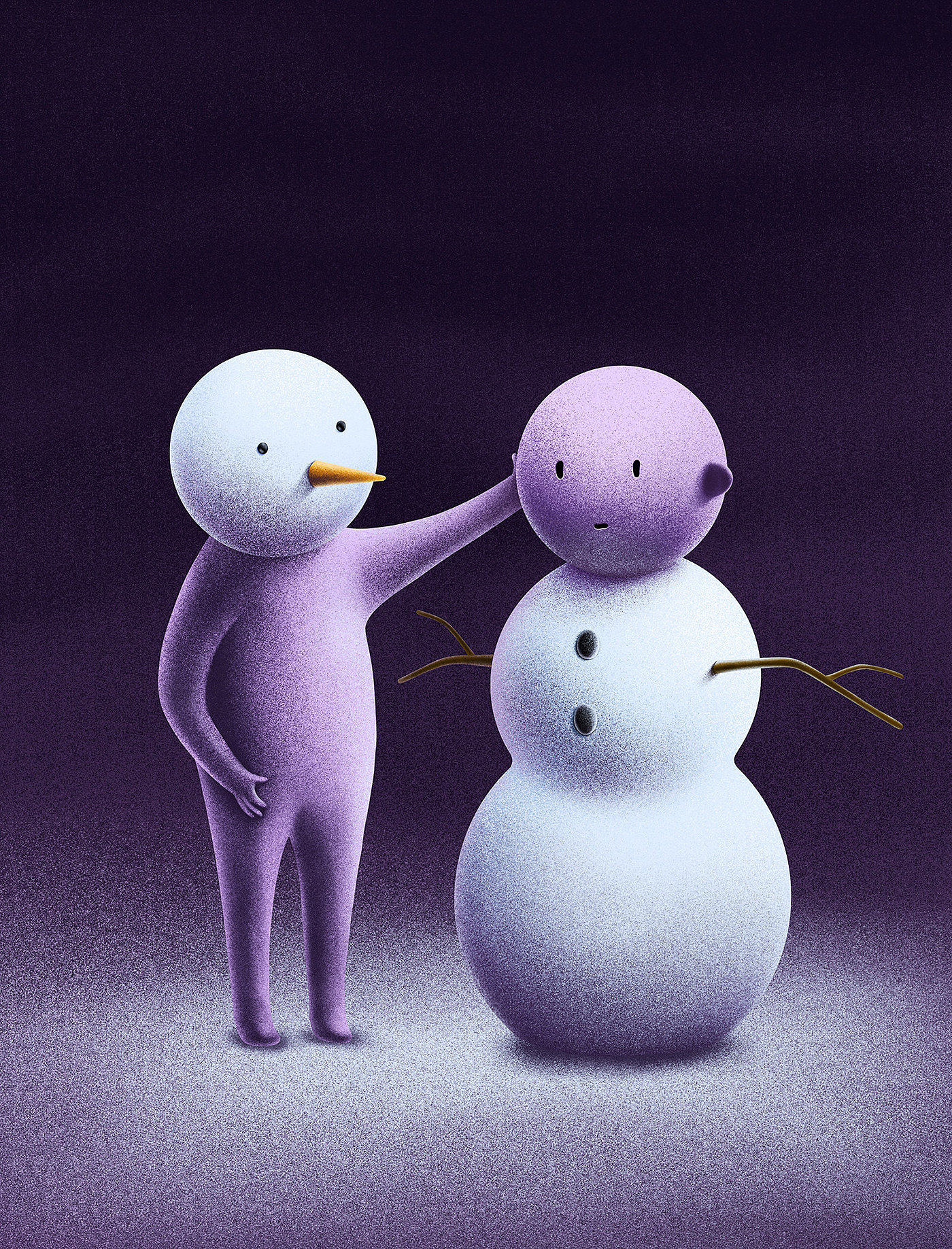 Purple Head，illustration，surrealistic，