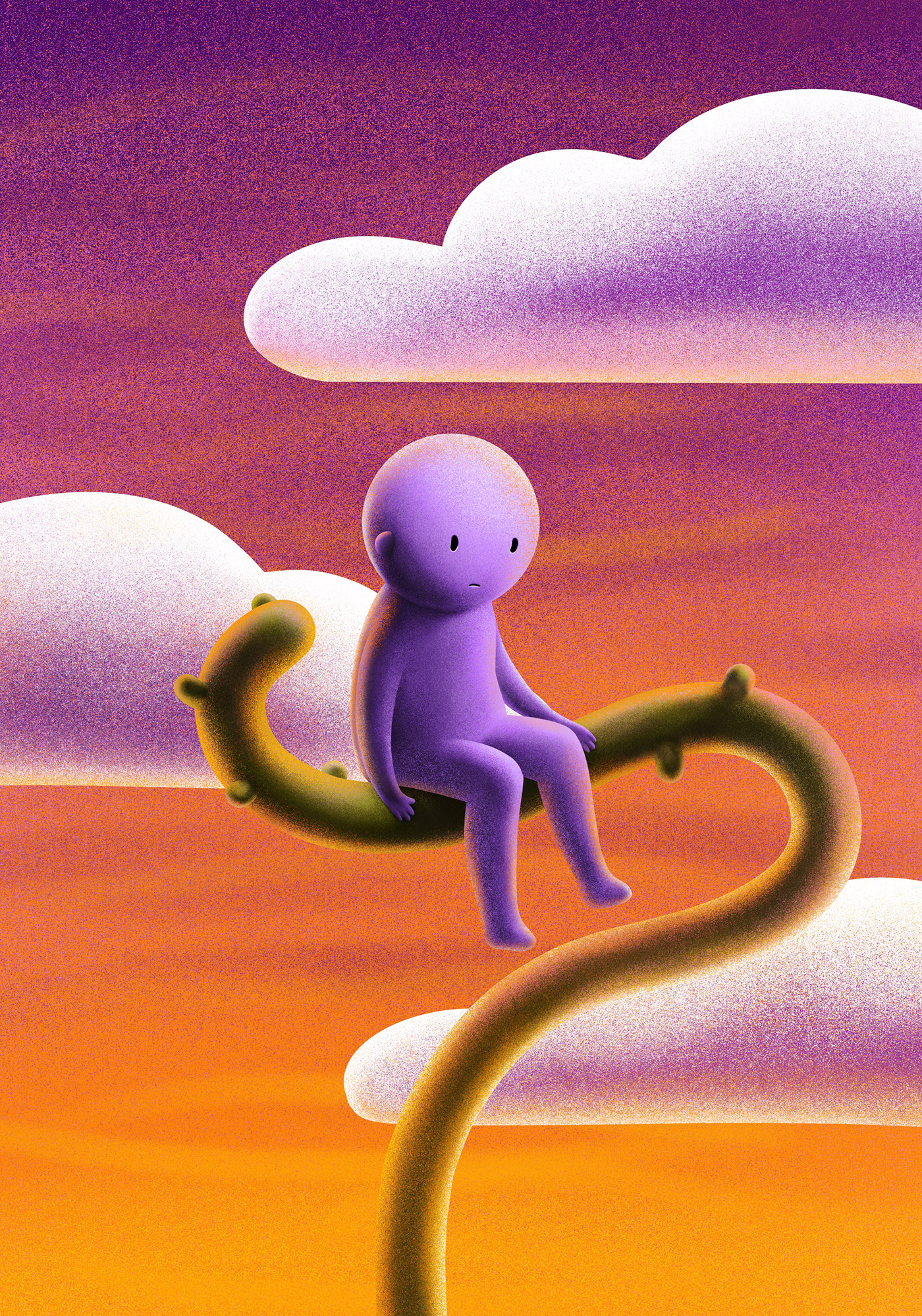 Purple Head，illustration，surrealistic，