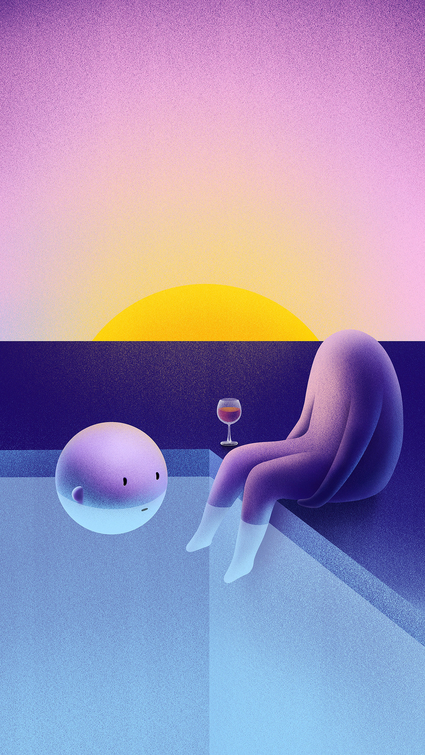Purple Head，illustration，surrealistic，