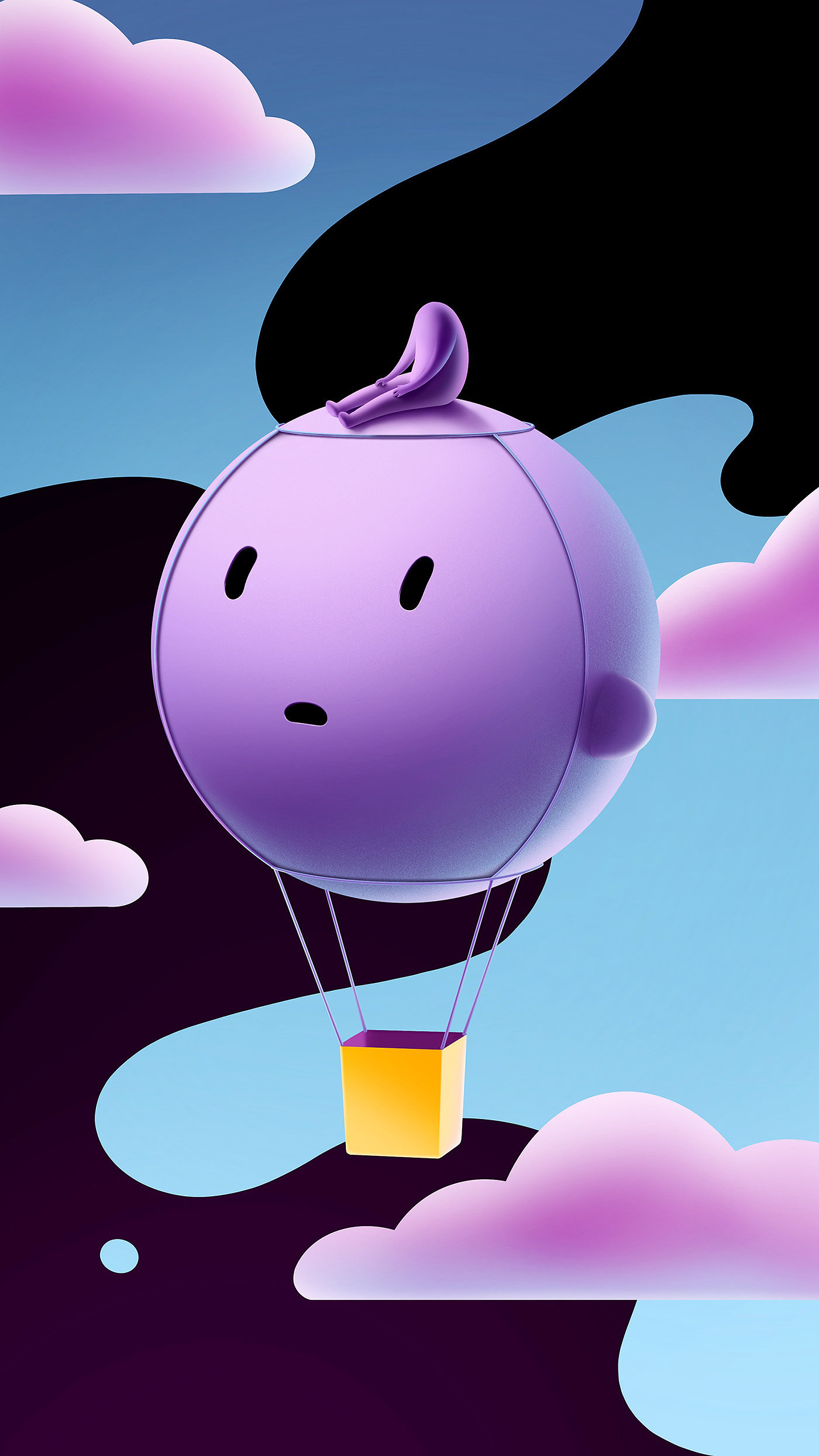 Purple Head，illustration，surrealistic，