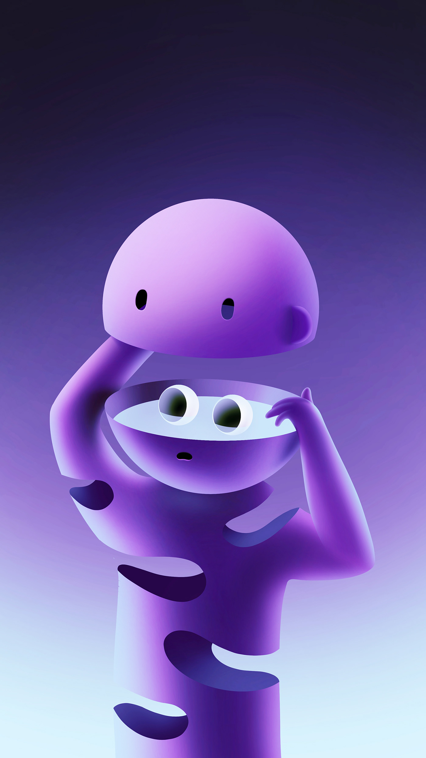 Purple Head，illustration，surrealistic，