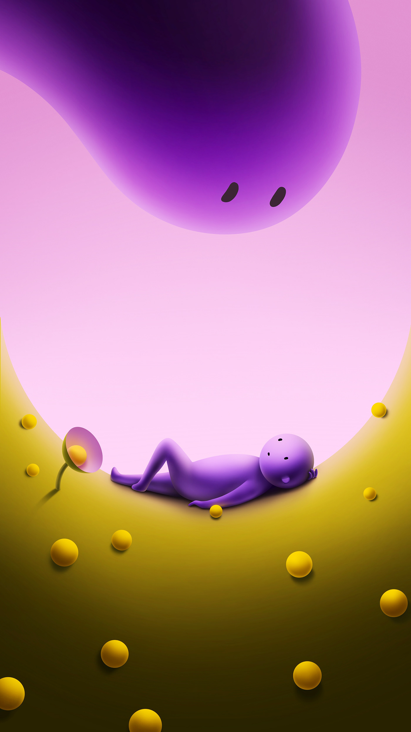 Purple Head，illustration，surrealistic，