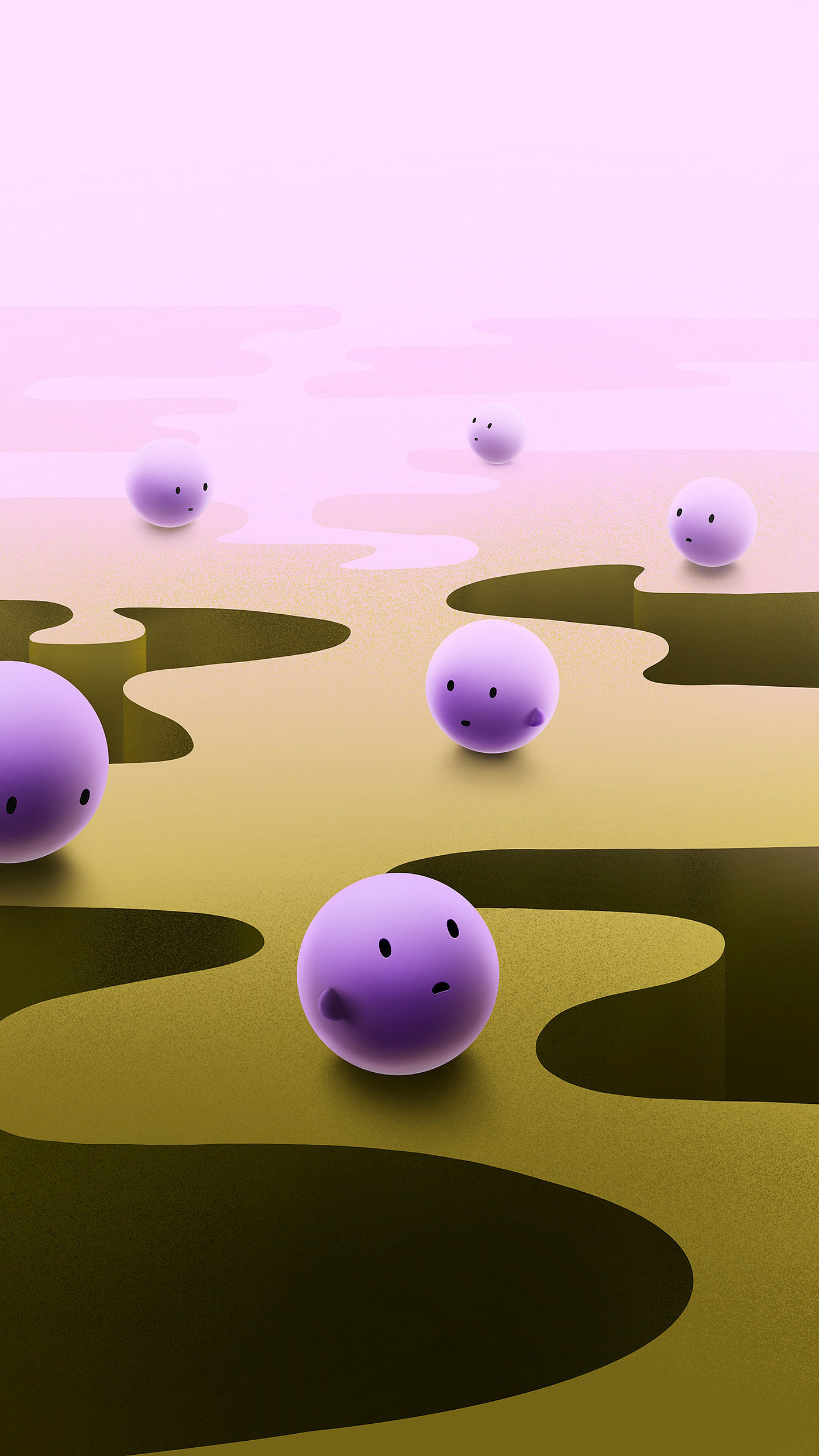 Purple Head，illustration，surrealistic，