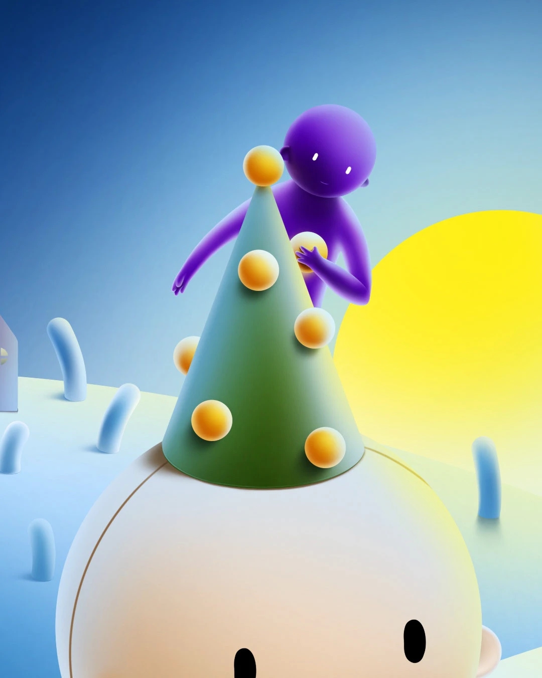 Purple Head，illustration，surrealistic，