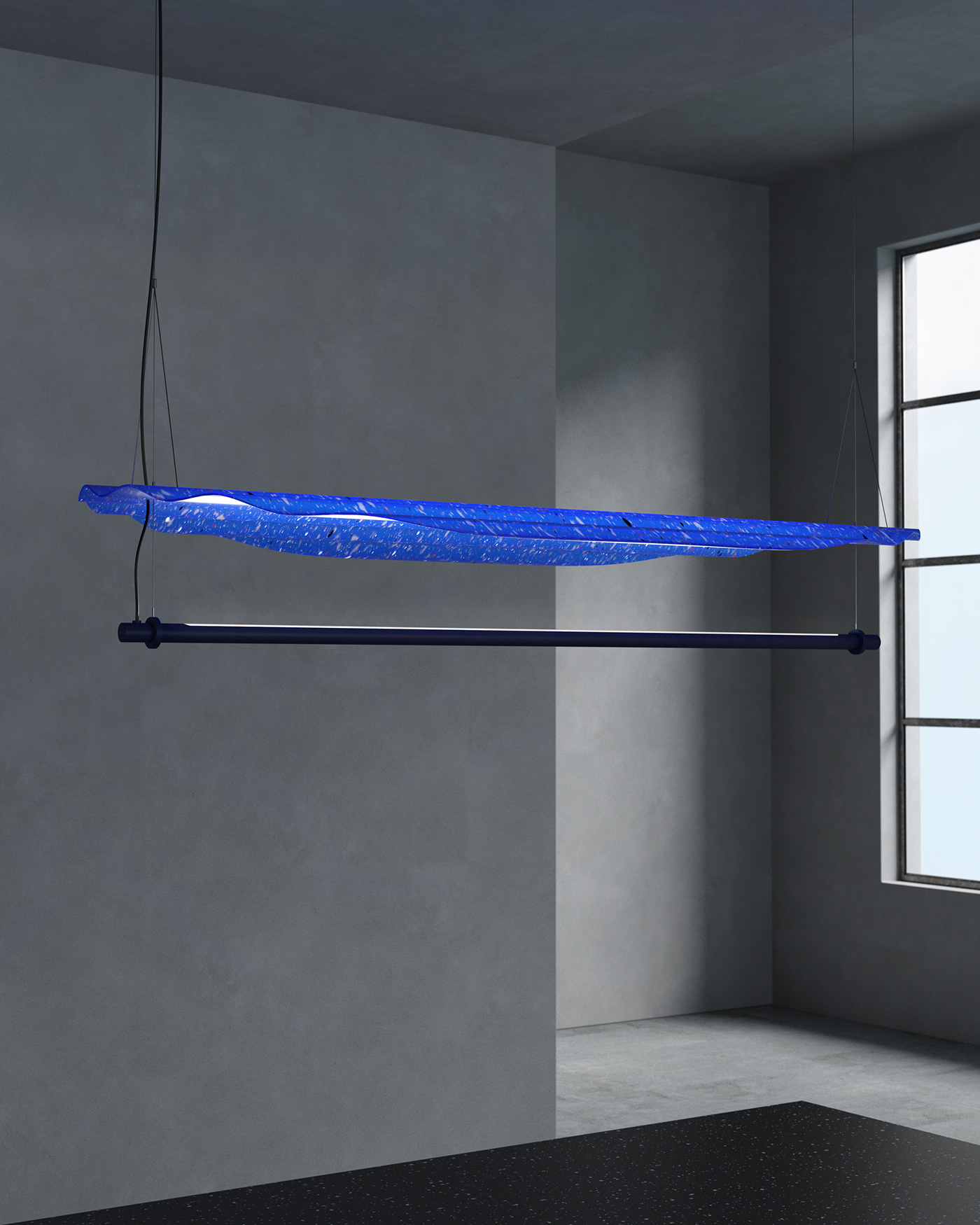 a chandelier，Recycled plastics，lamps and lanterns，Italy，Lamp design，industrial design，product design，Product rendering，