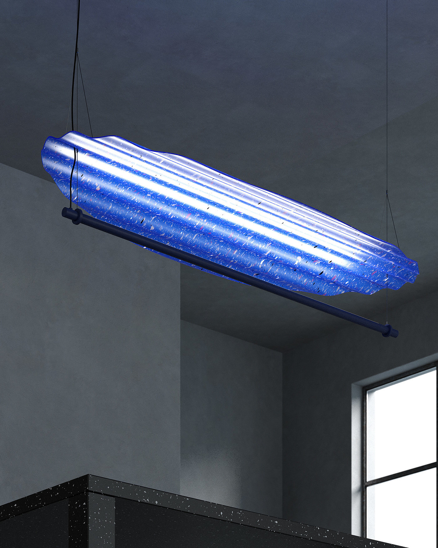 a chandelier，Recycled plastics，lamps and lanterns，Italy，Lamp design，industrial design，product design，Product rendering，