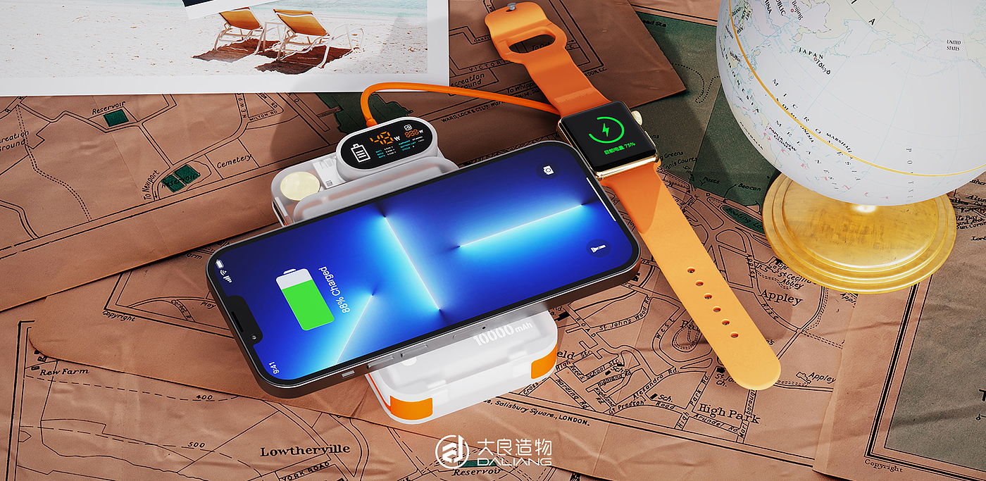 portable battery，portable source，Magnetic charging treasure，Daliang creation design，Magnetic attraction，