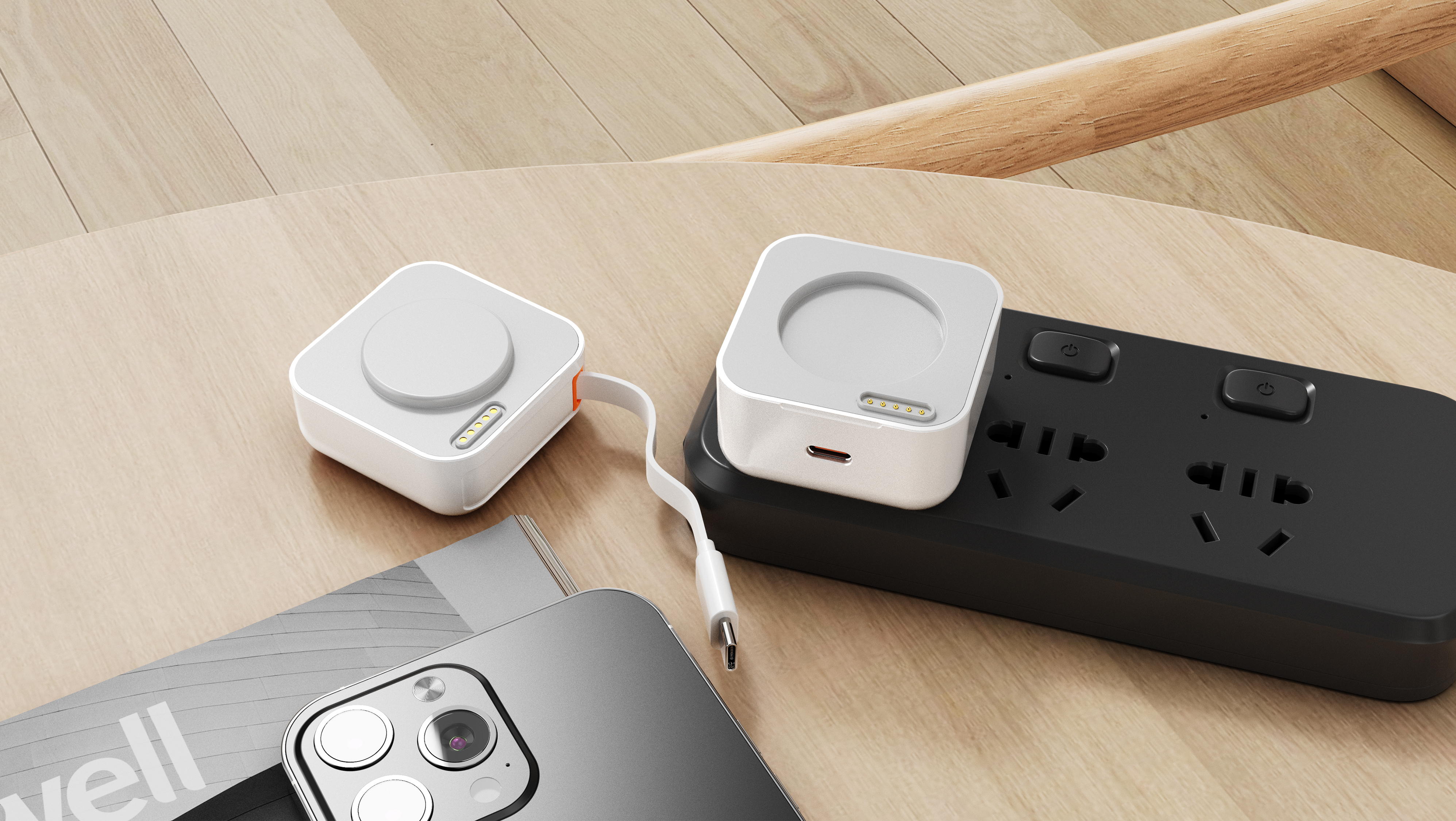 Telescopic cable adapter, up and down can be separated by magnetic connection，