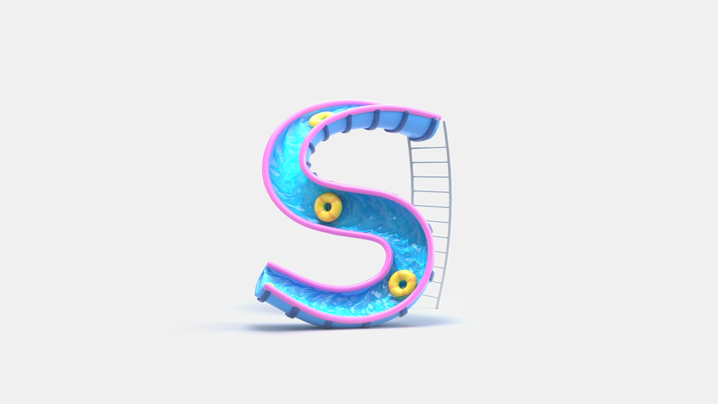 3D Animated Fonts，originality，three-dimensional art，3D modeling，