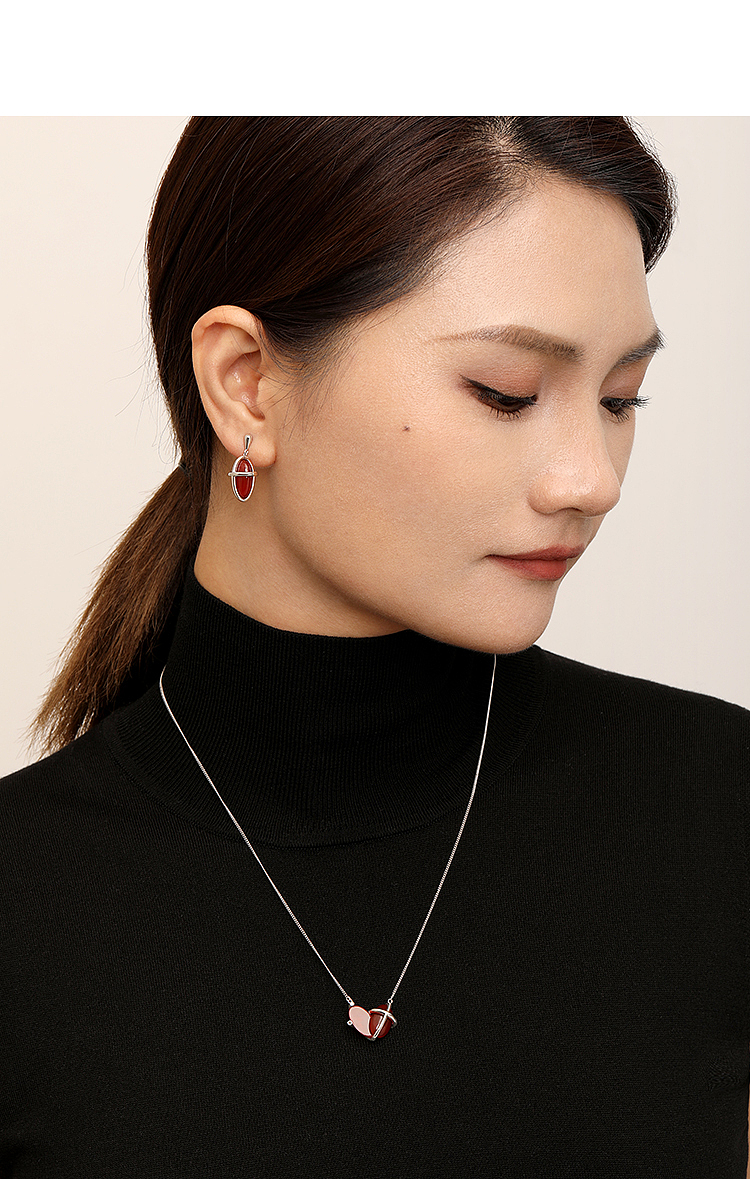 Red bean love，Acacia，COSTAR original design，Red Bean Necklace，Red Bean Earrings，Original minority，Gift recommendation，