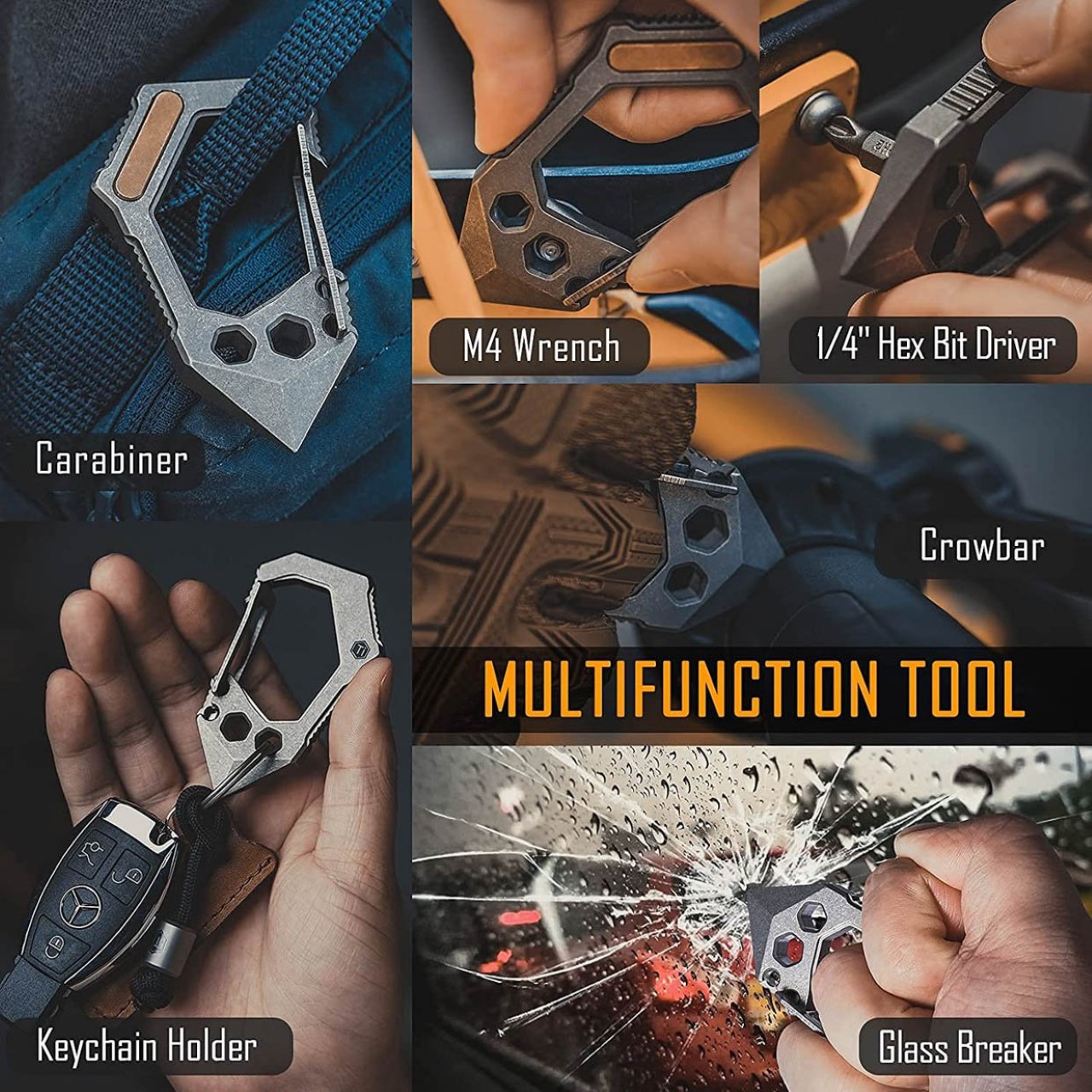 Titanium，Mountaineering buckle，multi-function，