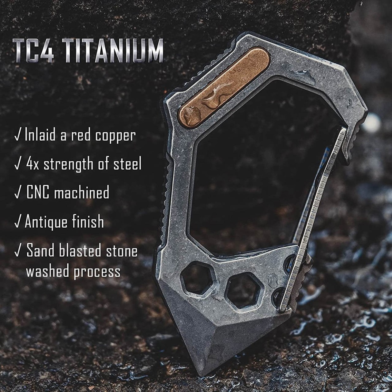 Titanium，Mountaineering buckle，multi-function，