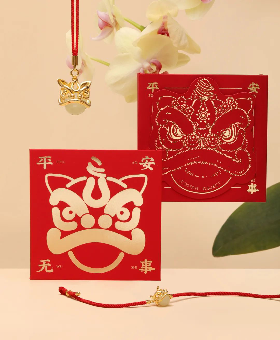 Original Jewelry Design，Good luck.，Ping An Lion Dance，Benmingnian Red Rope，New Year gift，New Chinese style，traditional new，Good moral，
