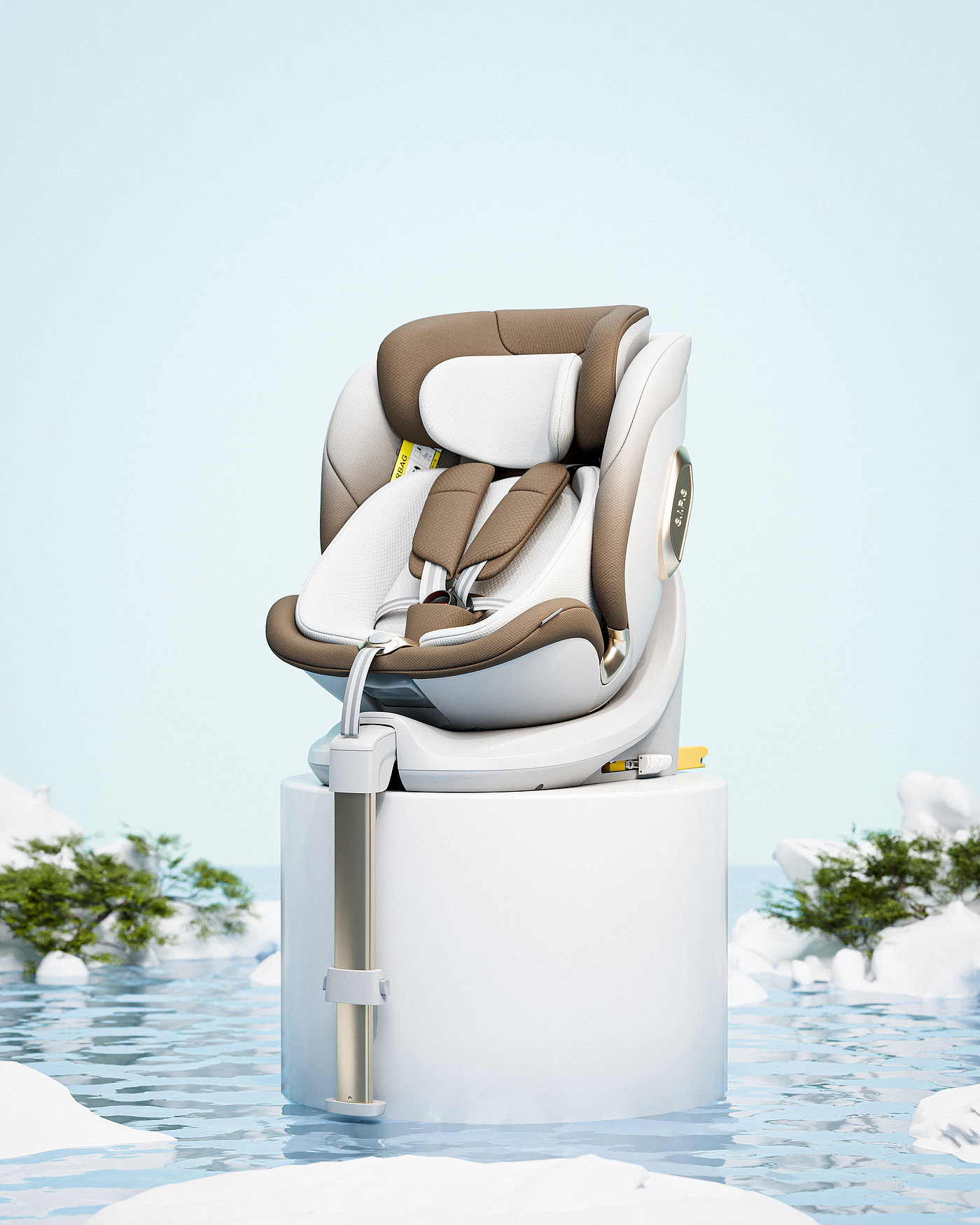 Safety seat，Child mother and baby，3D rendering，Product rendering，E-commerce details，vehicle-use child safety seats，