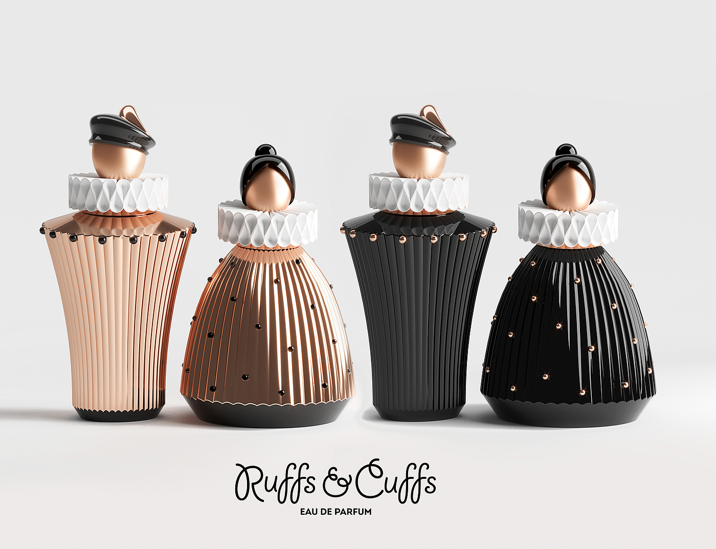 “Ruffs & Cuffs”，香水，包装设计，风格化，