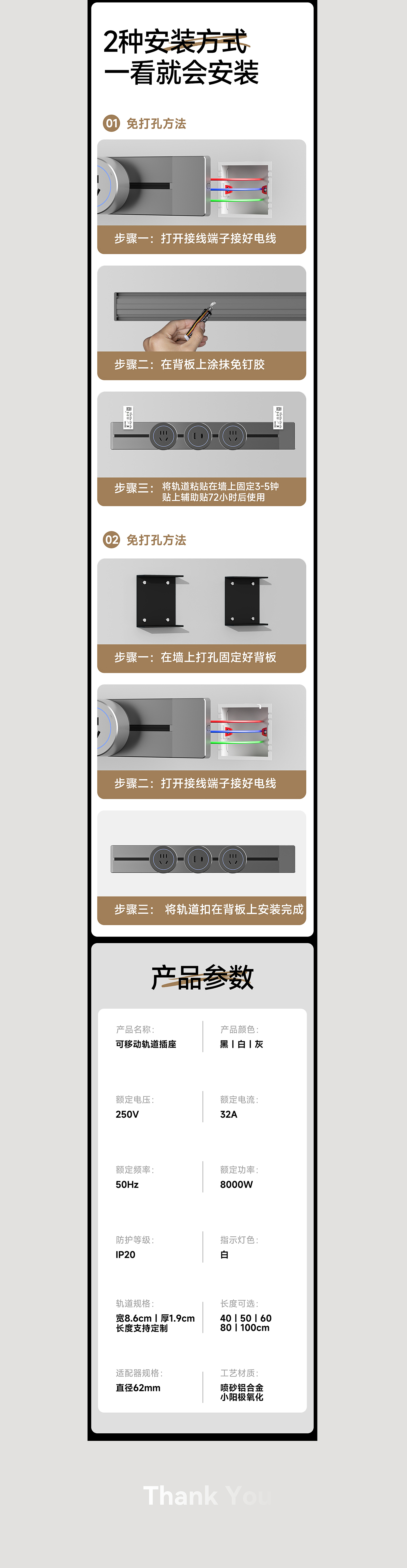 Track Receptacle，Detail page，Removable socket，