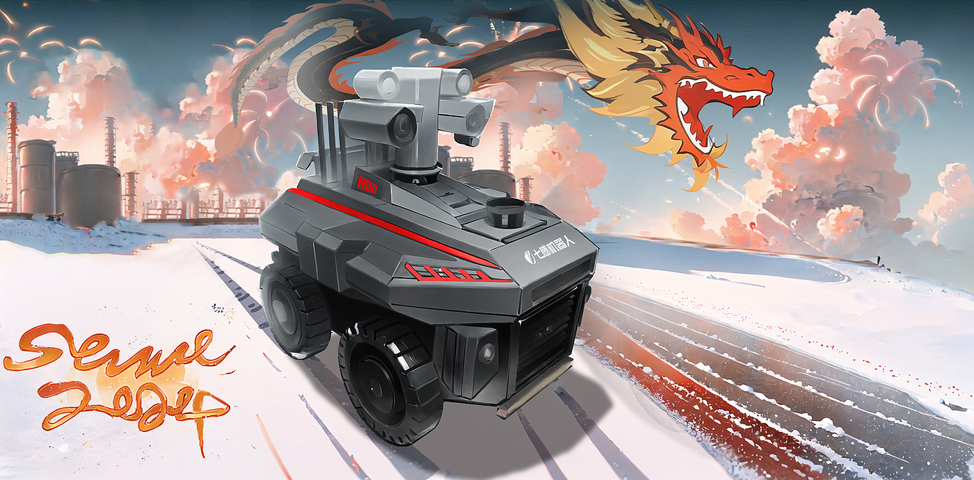 Robot, hand-painted, Spring Festival, poster,，