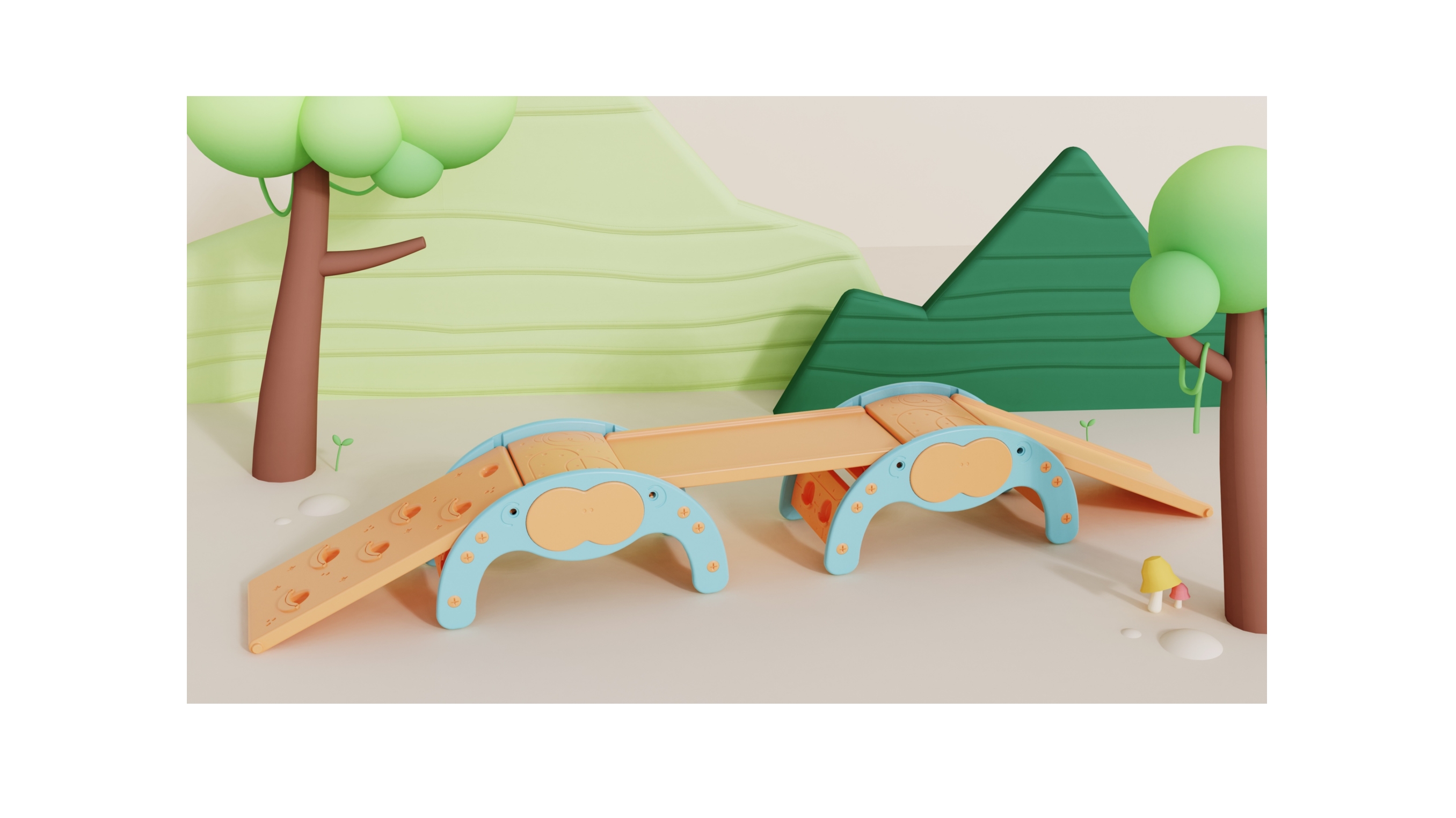 Children's sensory system，balance beam，physical exercise，Hand-eye coordination，Action coordination，Rocking board rocking horse，river crossing stone，bounce，