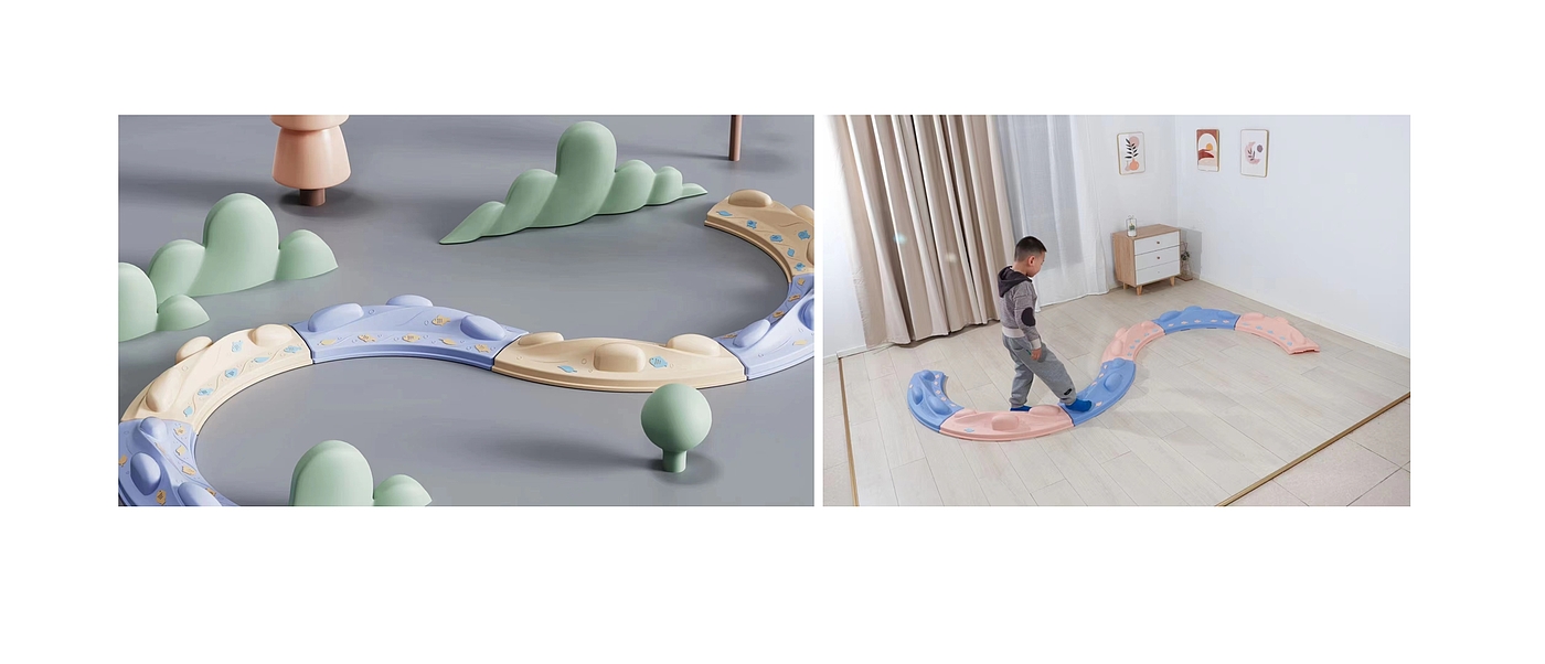 Children's sensory system，balance beam，physical exercise，Hand-eye coordination，Action coordination，Rocking board rocking horse，river crossing stone，bounce，